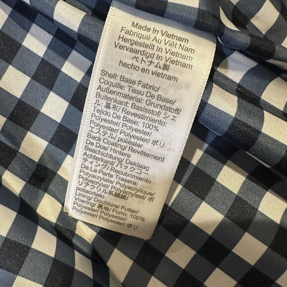 J.CREW Size S Navy Blue Quilted Puffer Vest Check Gingham Lined - Picture 7 of 7